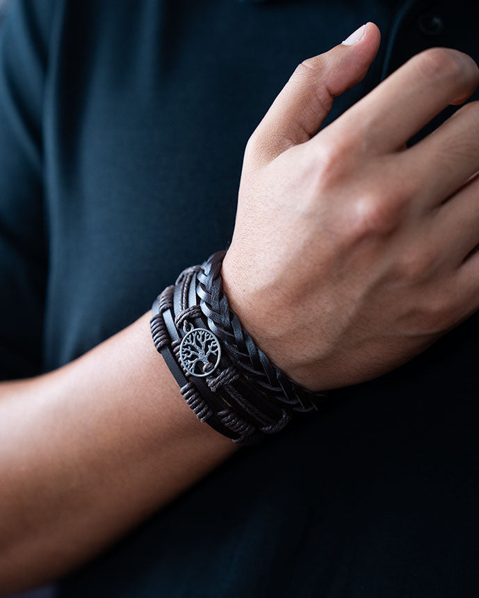 Árbol de la vida - MARRON - ( 3 pulseras ) ( talla ajustable )