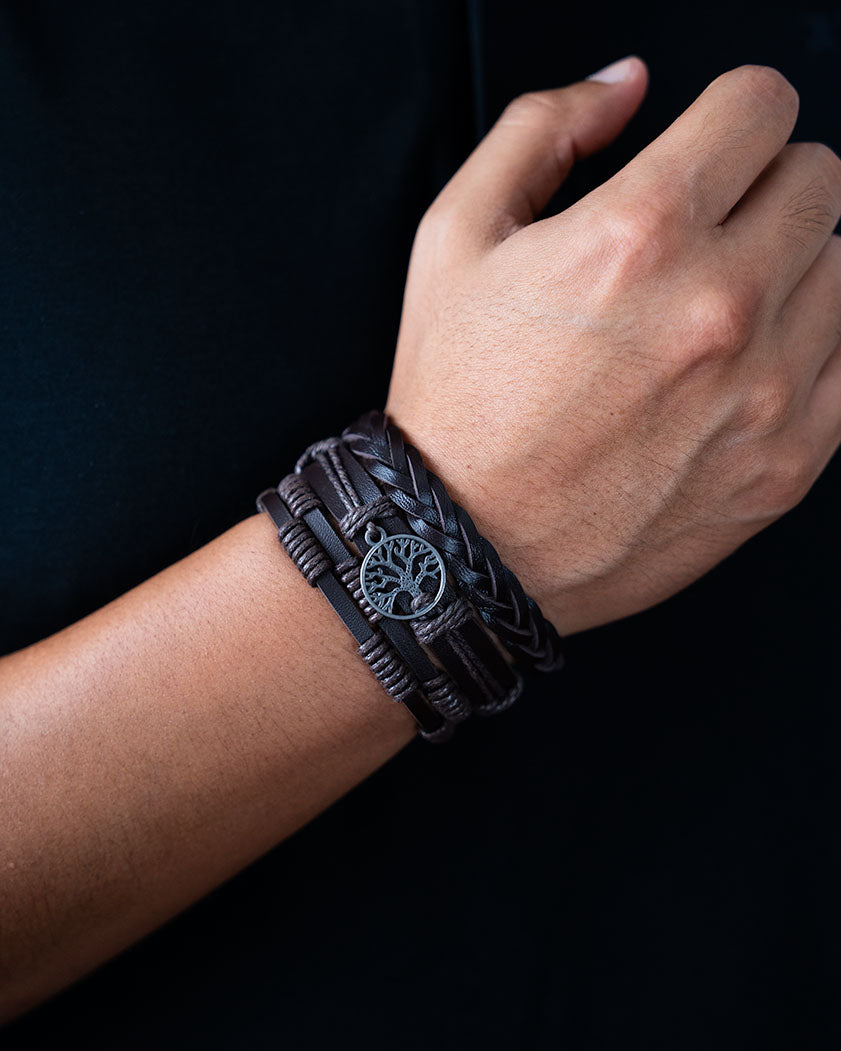 Árbol de la vida - MARRON - ( 3 pulseras ) ( talla ajustable )
