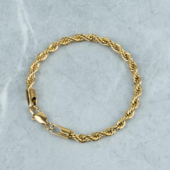 Rope dorado 5mm (Acero quirúrgico inoxidable grado 316L)(Baño de oro 18k)