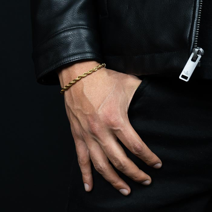 Rope dorado 5mm (Acero quirúrgico inoxidable grado 316L)(Baño de oro 18k)