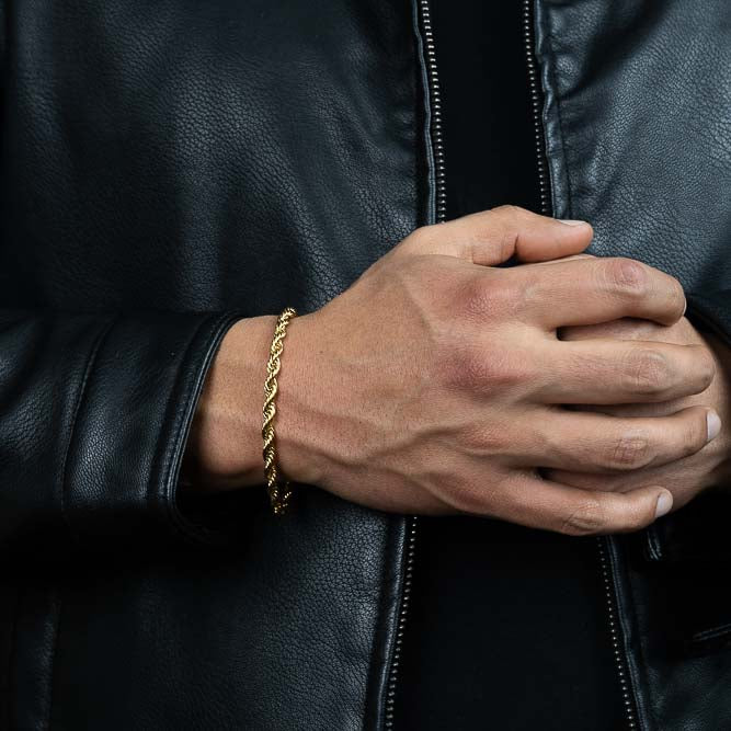 Rope dorado 5mm (Acero quirúrgico inoxidable grado 316L)(Baño de oro 18k)