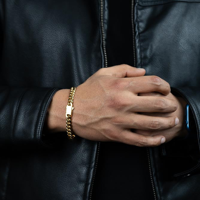 Cubana cierre mejorado - 8mm( Acero quirúrgico inoxidable grado 316L)(Baño de oro 18k)