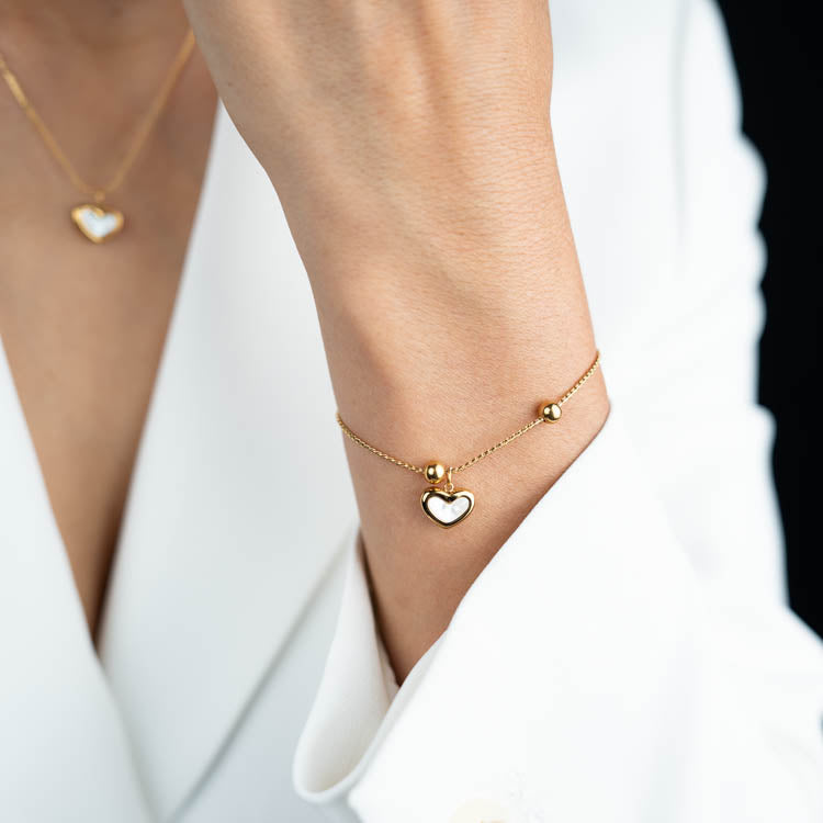 Set Corazon 18k ( Collar - Pulsera - Aretes ) ( Resistente al agua )