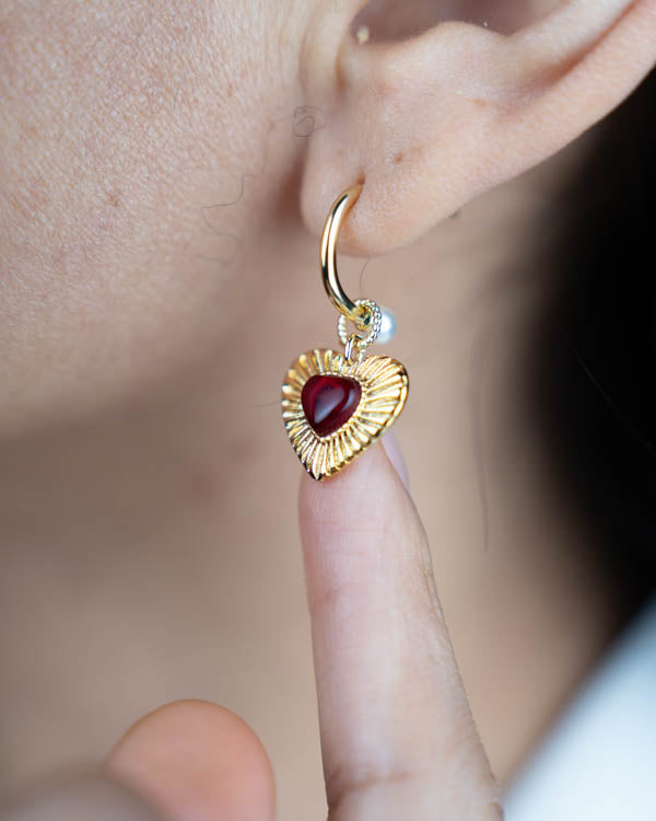 Set Corazon ROJO ( Collar - Aretes ) ( Resistente al agua ) ( Protección )