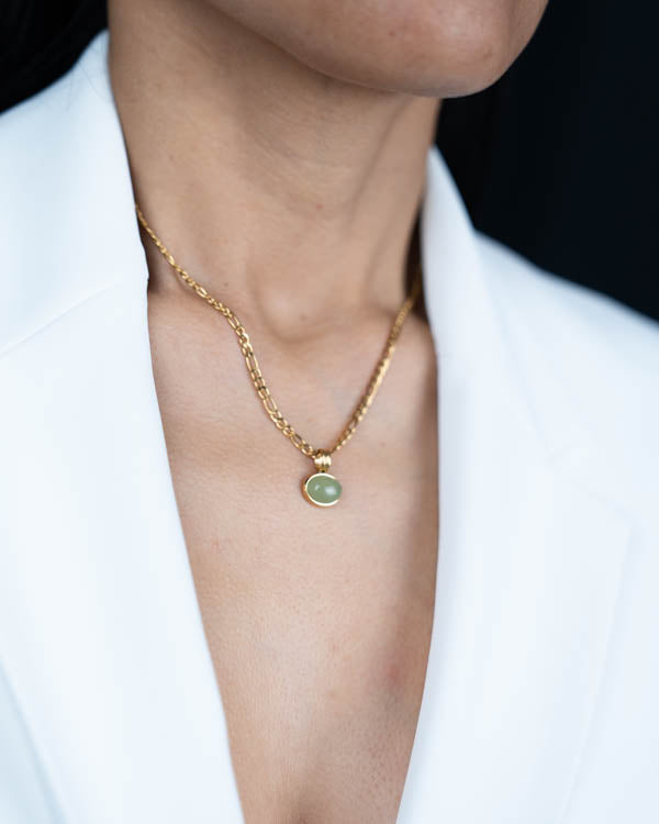 Set Verde oro ( Collar - Aretes ) ( Resistente al agua )