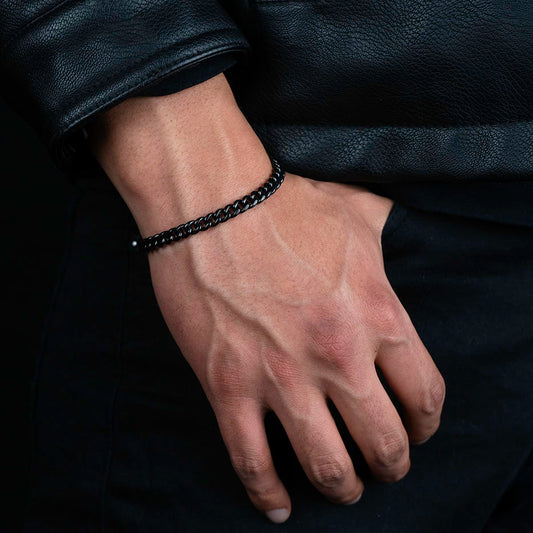Brazalete Cubana 6mm - Negro (Acero quirúrgico inoxidable grado 316L)