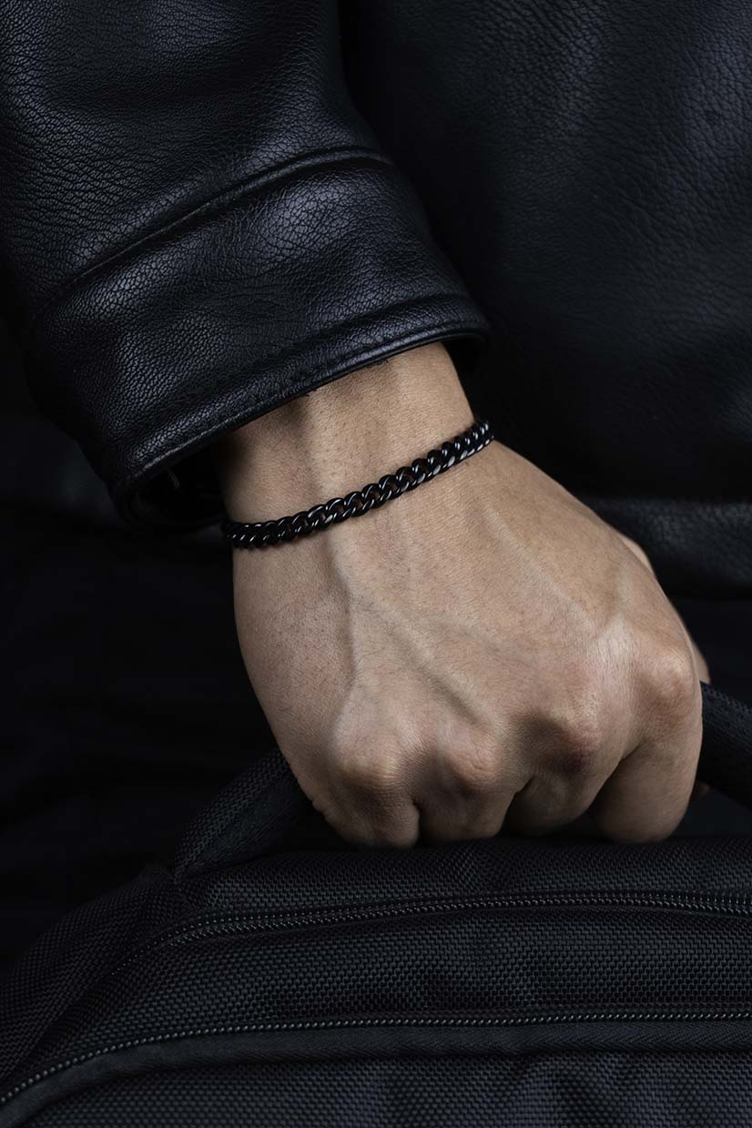 Brazalete Cubana 6mm - Negro (Acero quirúrgico inoxidable grado 316L)