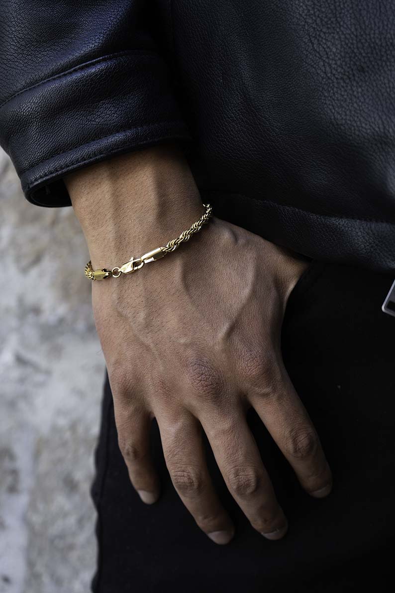 Rope dorado 5mm (Acero quirúrgico inoxidable grado 316L)(Baño de oro 18k)