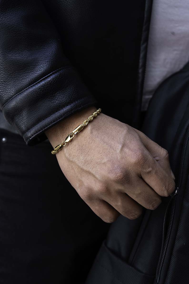 Rope dorado 5mm (Acero quirúrgico inoxidable grado 316L)(Baño de oro 18k)