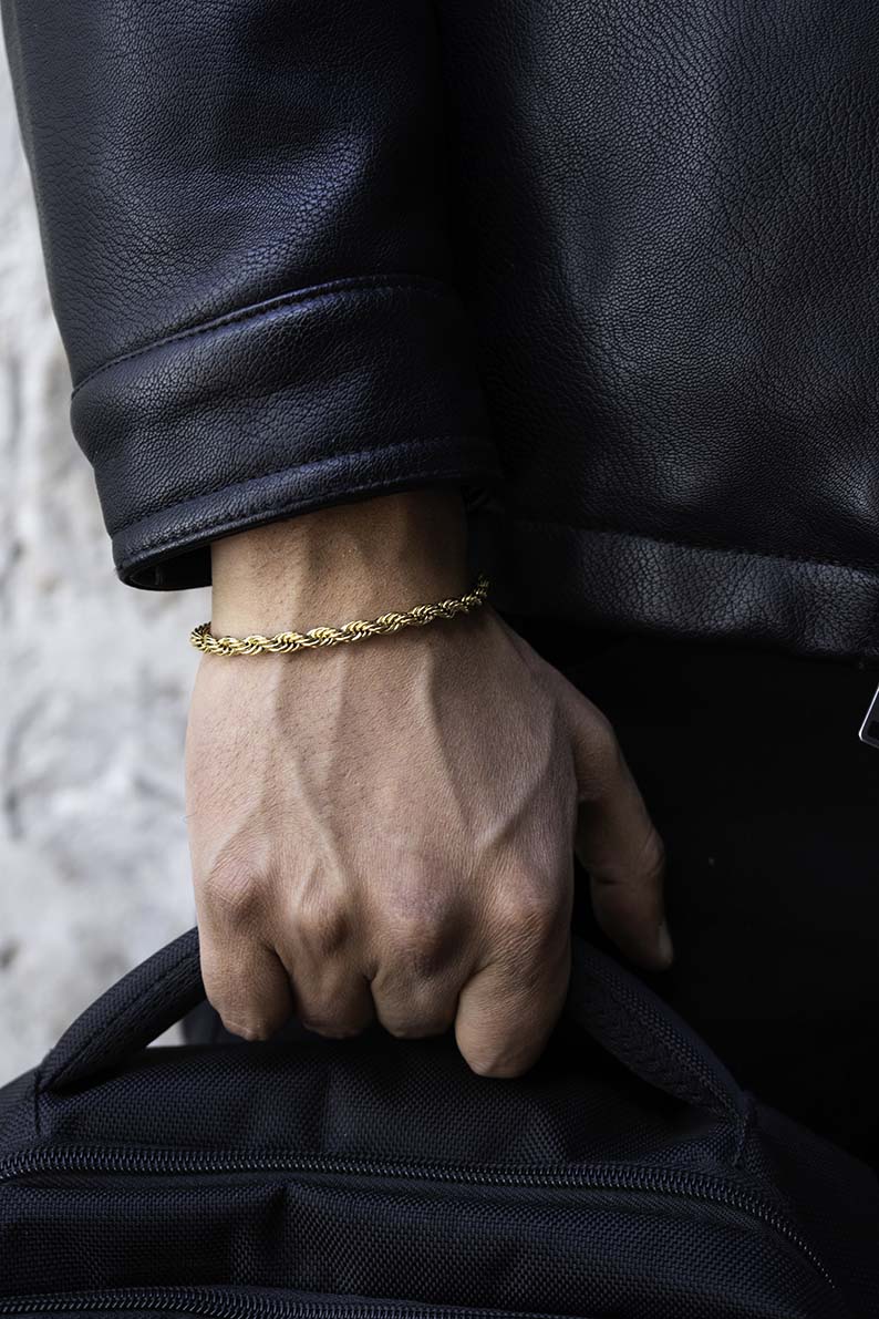 Rope dorado 5mm (Acero quirúrgico inoxidable grado 316L)(Baño de oro 18k)