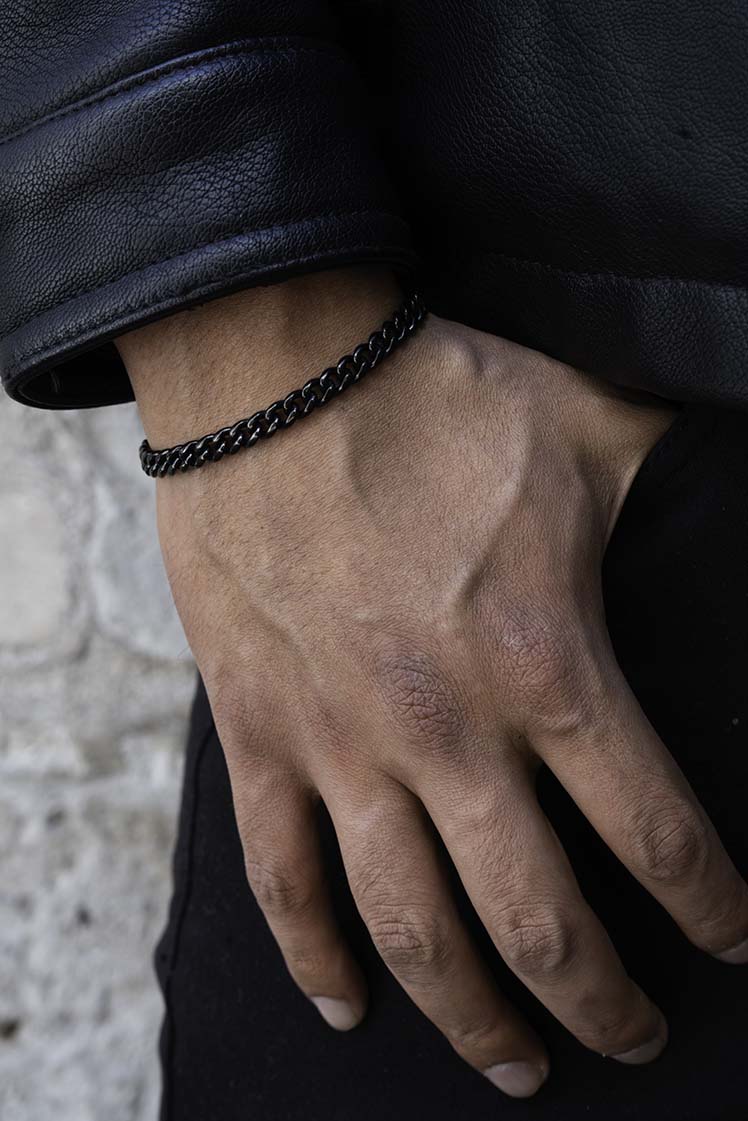 Brazalete Cubana 6mm - Negro (Acero quirúrgico inoxidable grado 316L)