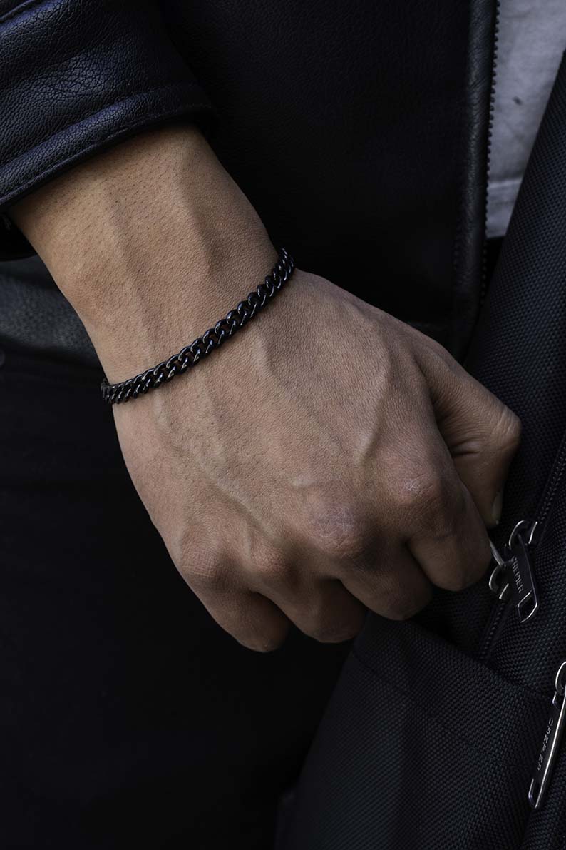 Brazalete Cubana 6mm - Negro (Acero quirúrgico inoxidable grado 316L)