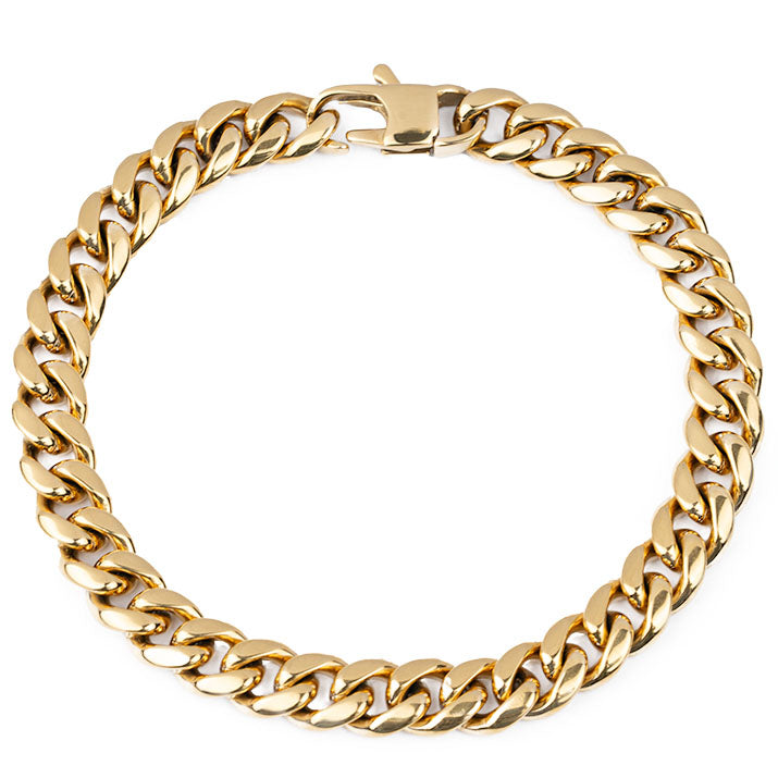 Cubana - Dorado - 8mm( Acero quirúrgico inoxidable grado 316L)(Baño de oro 18k)