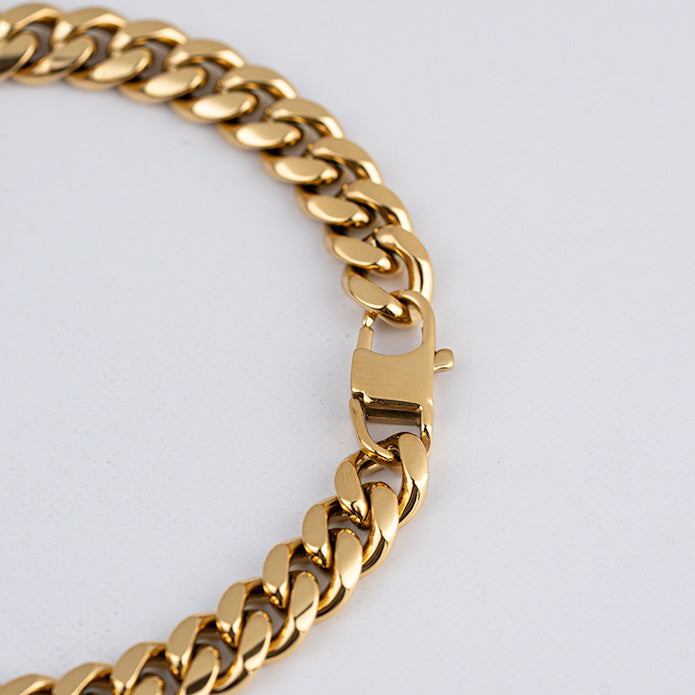 Cubana - Dorado - 8mm( Acero quirúrgico inoxidable grado 316L)(Baño de oro 18k)