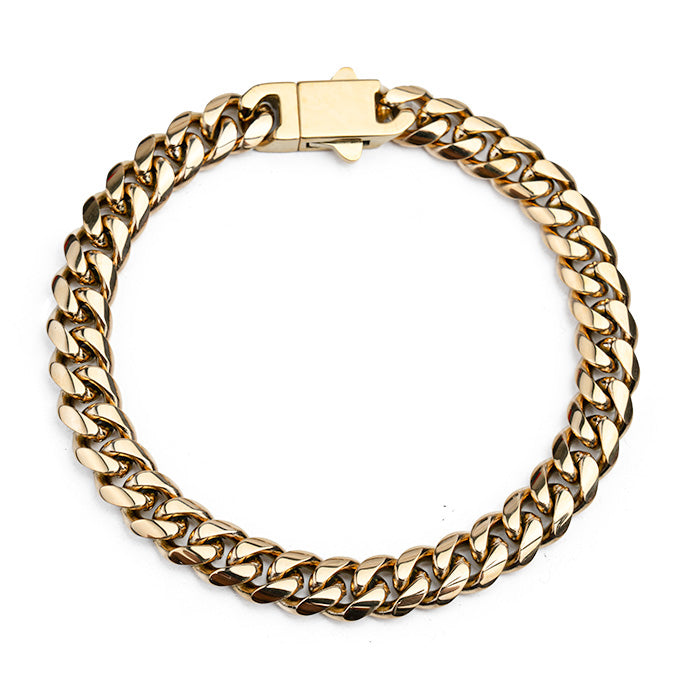 Cubana cierre mejorado - 8mm( Acero quirúrgico inoxidable grado 316L)(Baño de oro 18k)