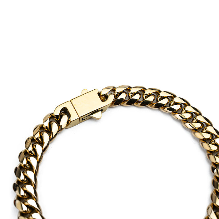 Cubana cierre mejorado - 8mm( Acero quirúrgico inoxidable grado 316L)(Baño de oro 18k)