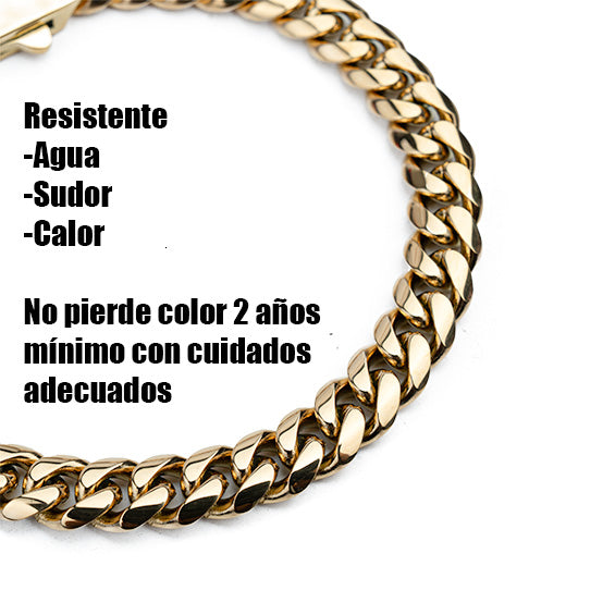 Cubana cierre mejorado - 8mm( Acero quirúrgico inoxidable grado 316L)(Baño de oro 18k)