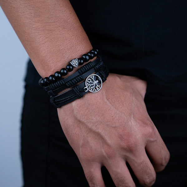Árbol de la vida - BLACK ( 3 pulseras independientes ) ( talla ajustable )