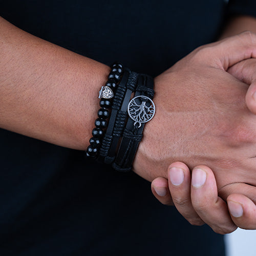 Árbol de la vida - BLACK ( 3 pulseras independientes ) ( talla ajustable )