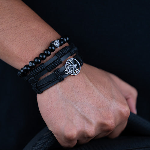 Árbol de la vida - BLACK ( 3 pulseras independientes ) ( talla ajustable )