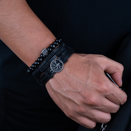 Árbol de la vida - BLACK ( 3 pulseras independientes ) ( talla ajustable )