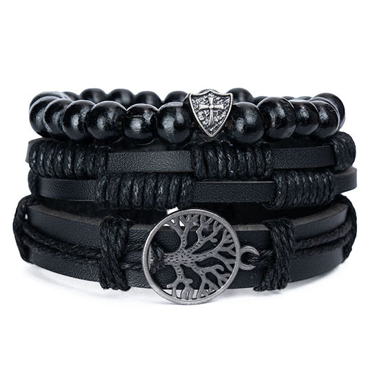 Árbol de la vida - BLACK -Raíces firmes. Crecimiento. Propósito. Fuerza. ( 3 pulseras ) ( talla ajustable )