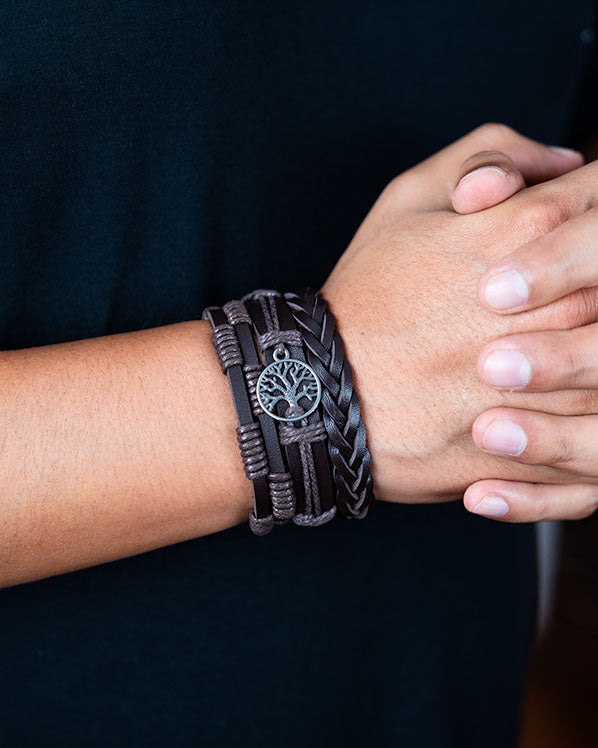 Árbol de la vida - MARRON - ( 3 pulseras independientes ) ( talla ajustable )