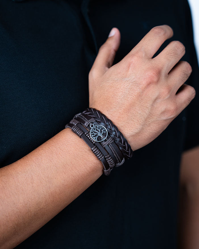 Árbol de la vida - MARRON - ( 3 pulseras independientes ) ( talla ajustable )