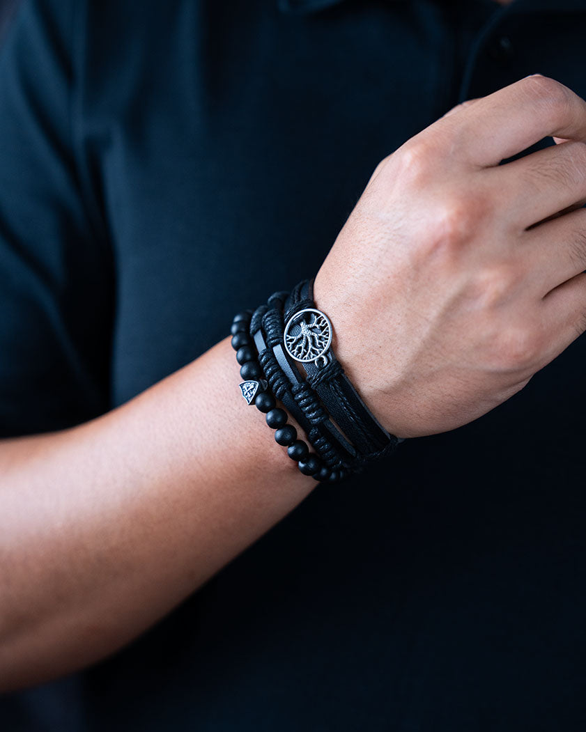 Árbol de la vida - BLACK ( 3 pulseras independientes ) ( talla ajustable )