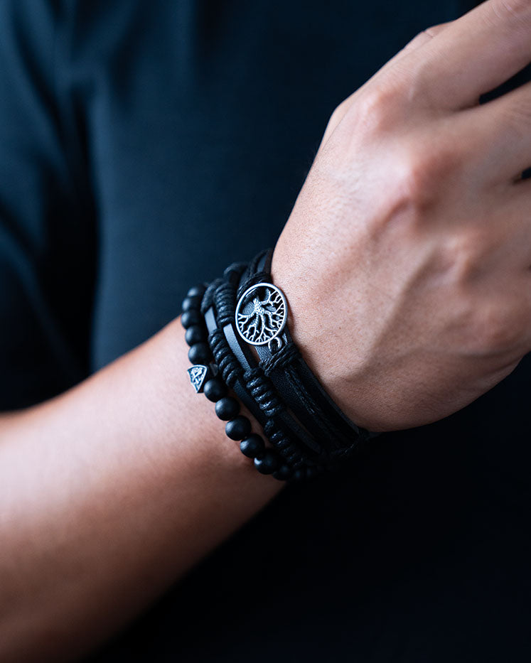 Árbol de la vida - BLACK ( 3 pulseras independientes ) ( talla ajustable )