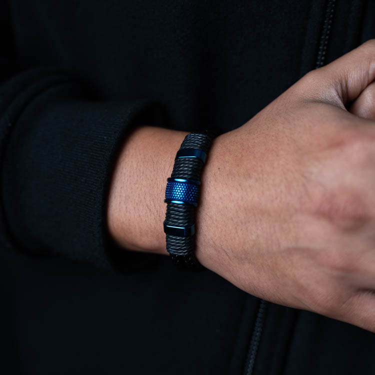 Jocko Azúl ( Acero y Microfibra de cuero )