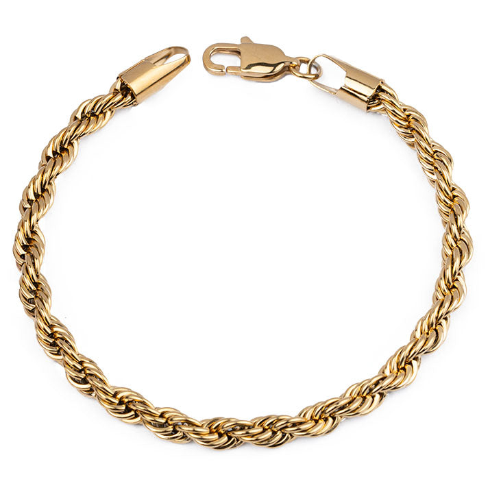 Rope dorado 5mm (Acero quirúrgico inoxidable grado 316L)(Baño de oro 18k)