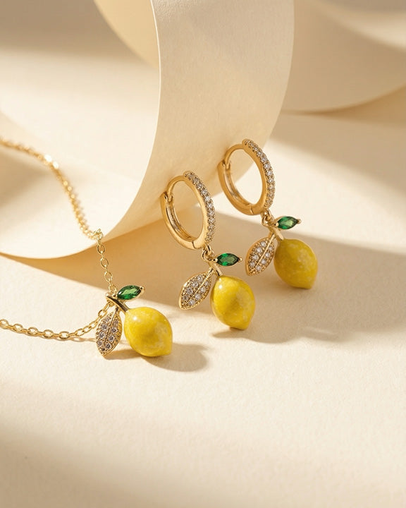 Set Limonchello ( Collar - Aretes ) ( Resistente al agua )