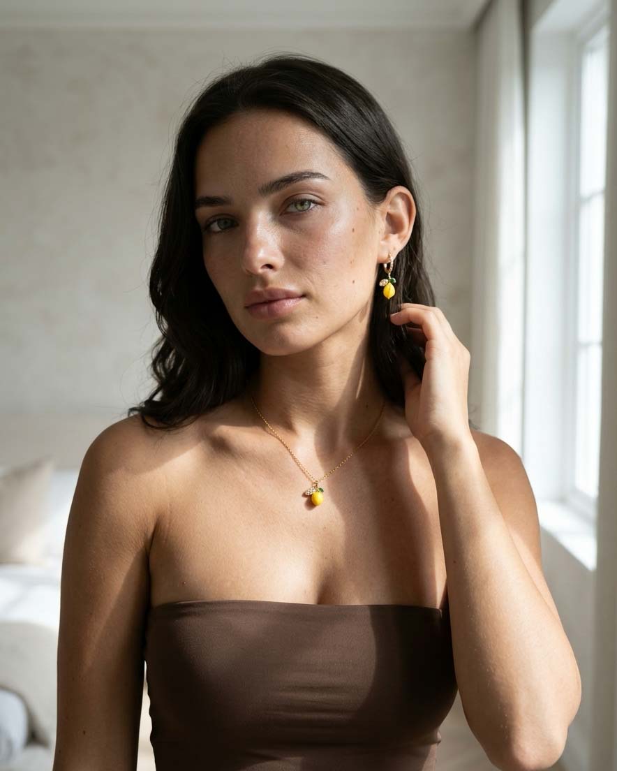 Set Limonchello ( Collar - Aretes ) ( Resistente al agua )