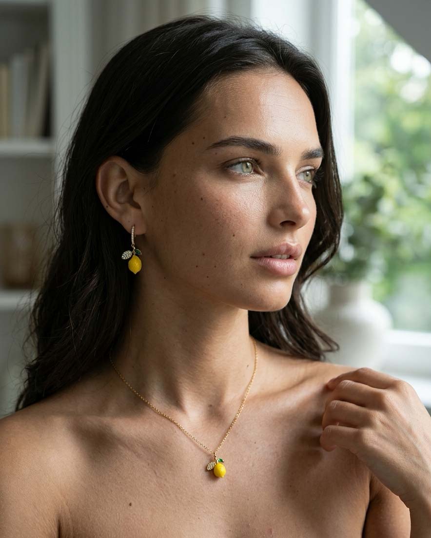 Set Limonchello ( Collar - Aretes ) ( Resistente al agua )
