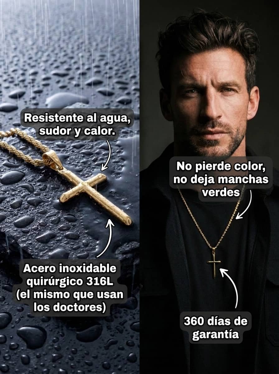 Cruz ( Acero inoxidable 316L, Baño oro 18k )