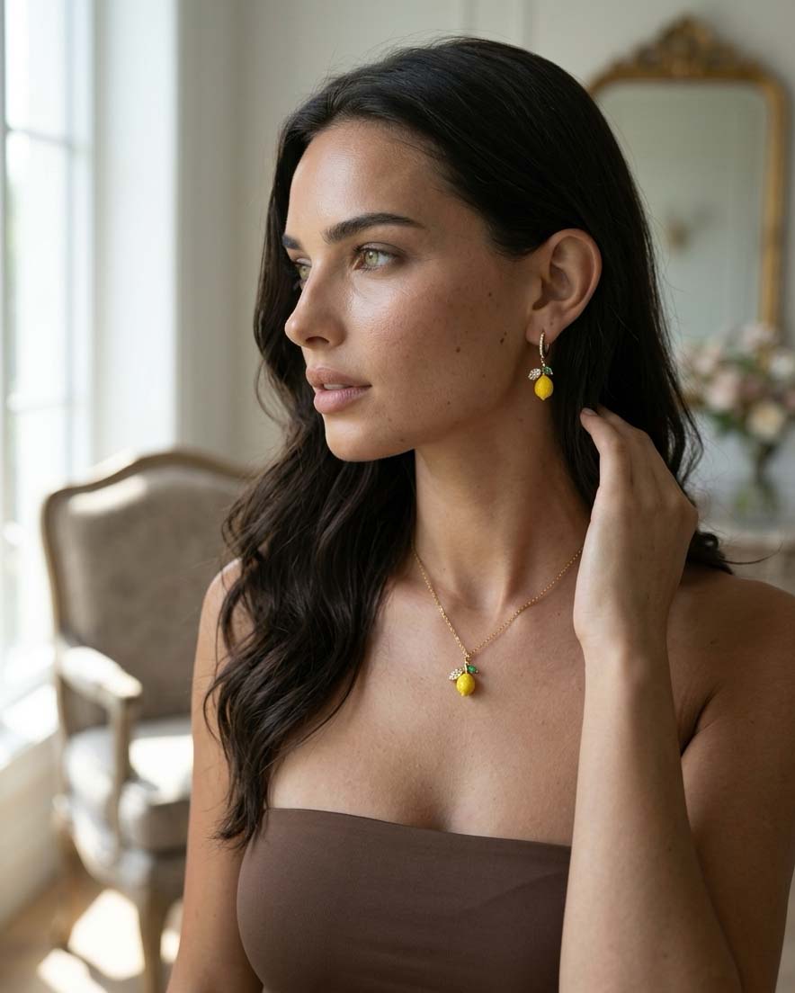 Set Limonchello ( Collar - Aretes ) ( Resistente al agua )