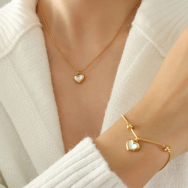 Set Corazon 18k ( Collar - Pulsera - Aretes ) ( Resistente al agua )