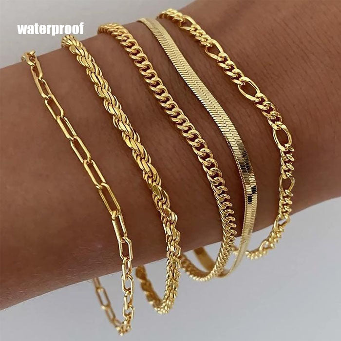 Pack 5 pulseras ( Acero inoxidable - Waterproof - Talla ajustable )