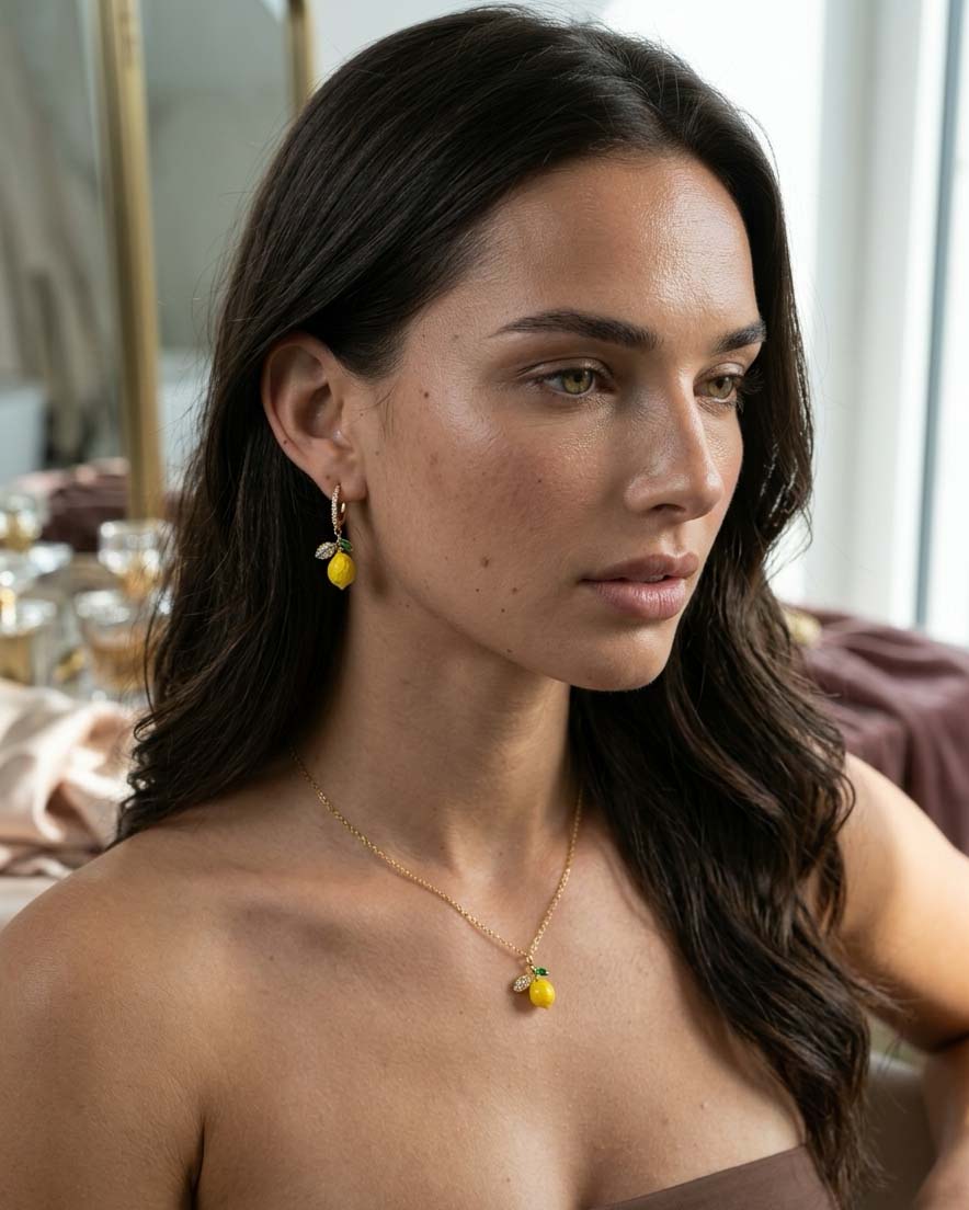 Set Limonchello ( Collar - Aretes ) ( Resistente al agua )