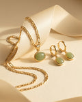 Set Verde oro ( Collar - Aretes ) ( Resistente al agua )