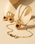 Set Corazon ROJO ( Collar - Aretes ) ( Resistente al agua ) ( Protección )