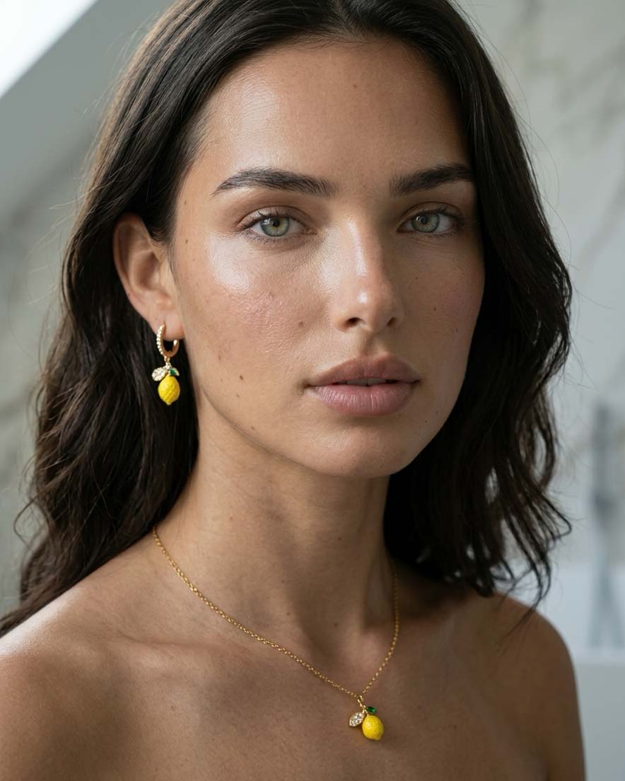 Set Limonchello ( Collar - Aretes ) ( Resistente al agua )