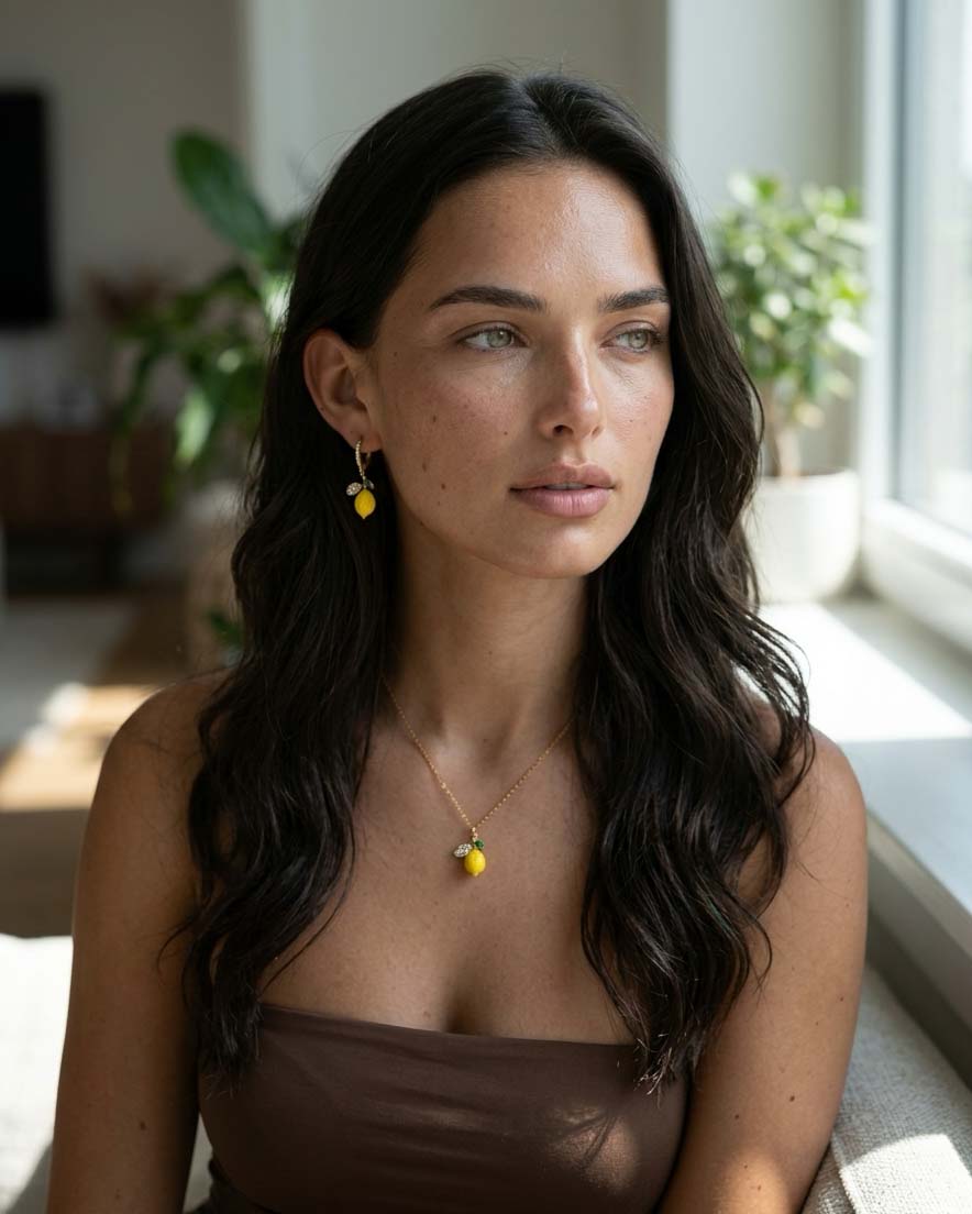 Set Limonchello ( Collar - Aretes ) ( Resistente al agua )