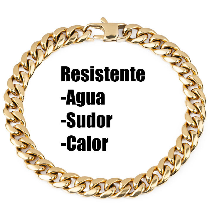 Cubana - Dorado - 8mm( Acero quirúrgico inoxidable grado 316L)(Baño de oro 18k)